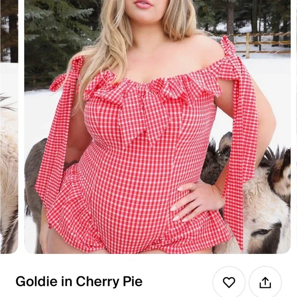 Red Gingham Ruffle Top - Picture 2 of 2